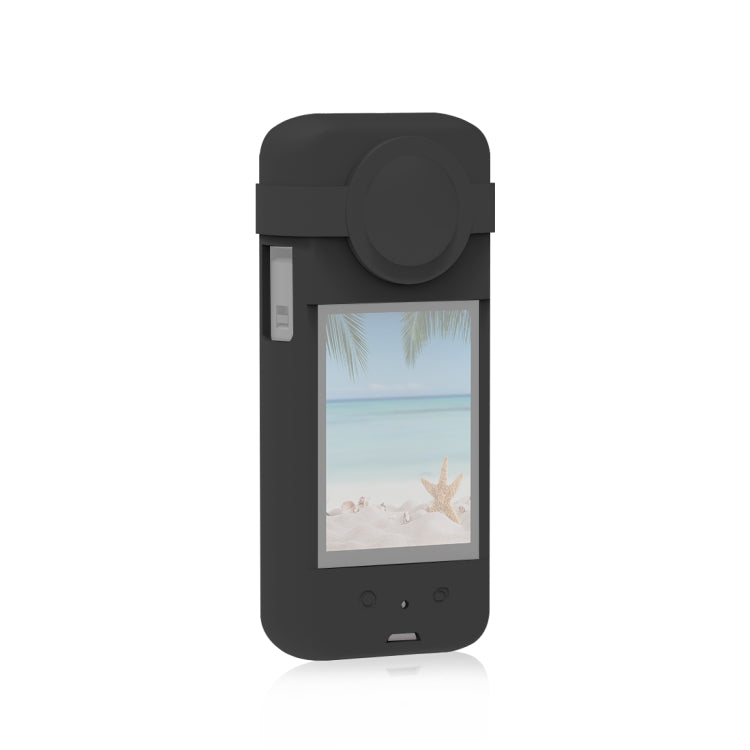 For Insta360 X3 PULUZ Silicone Protective Case with Lens Cover, Silicone Case(Black)