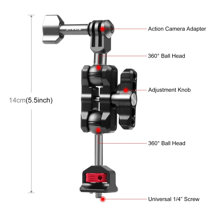 PULUZ Magic Arm Multi-way Ball  Aluminum Alloy Mount (Black)