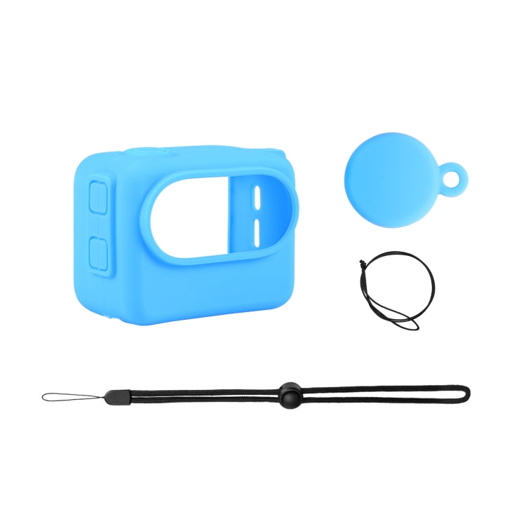 For Insta360 GO 3 PULUZ Camera Charging Case Silicone Case with Lens Cap & Strap, Silicone Case with Lens Cap(Blue)