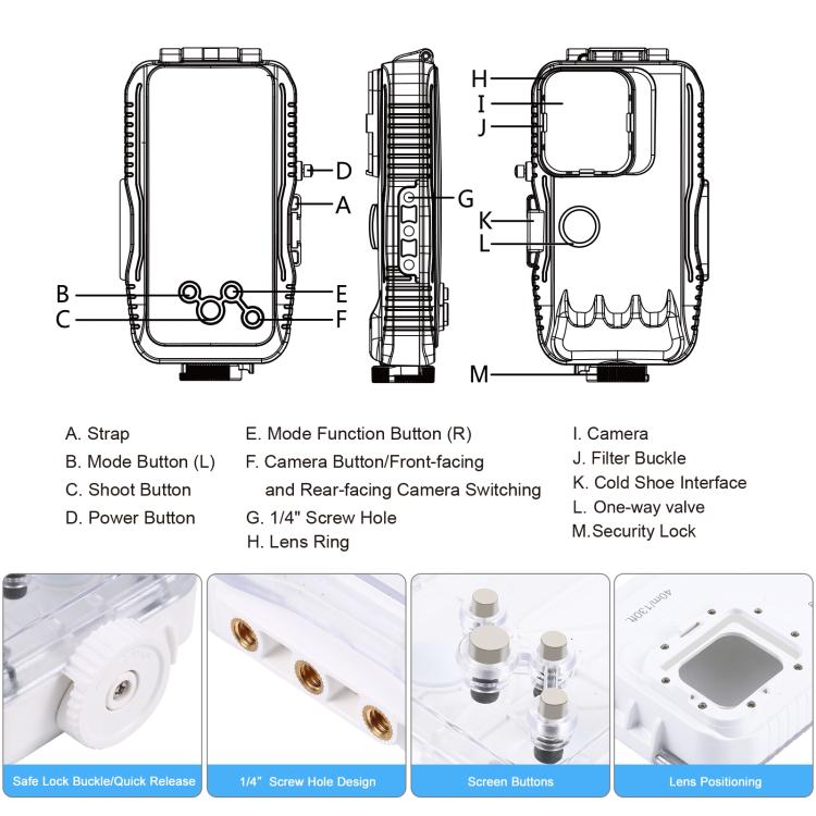 [US Warehouse] PULUZ 40m/130ft Waterproof Diving Case for iPhone 15 Pro Max / 15 Plus / 14 Plus / 14 Pro Max / 13 Pro Max / 12 Pro Max / 11 Pro Max, with One-way Valve Photo Video Taking Underwater Housing Cover