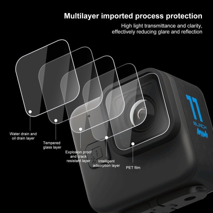 For GoPro Hero11 Black Mini PULUZ 2pcs Lens Tempered Glass Film(Transparent)