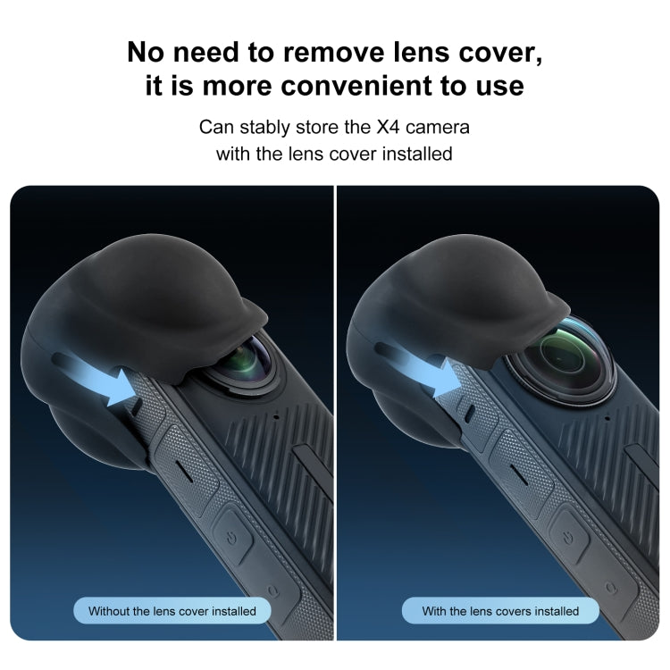 For Insta360 X4 / X4 Air / X5 PULUZ Silicone Protective Lens Cover (Black)