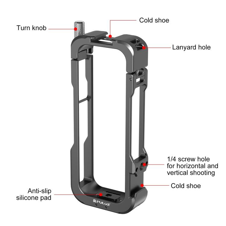 For Insta360 X4 PULUZ Metal Protective Cage Rig Housing Frame with Lens Cover, For Insta360 X4