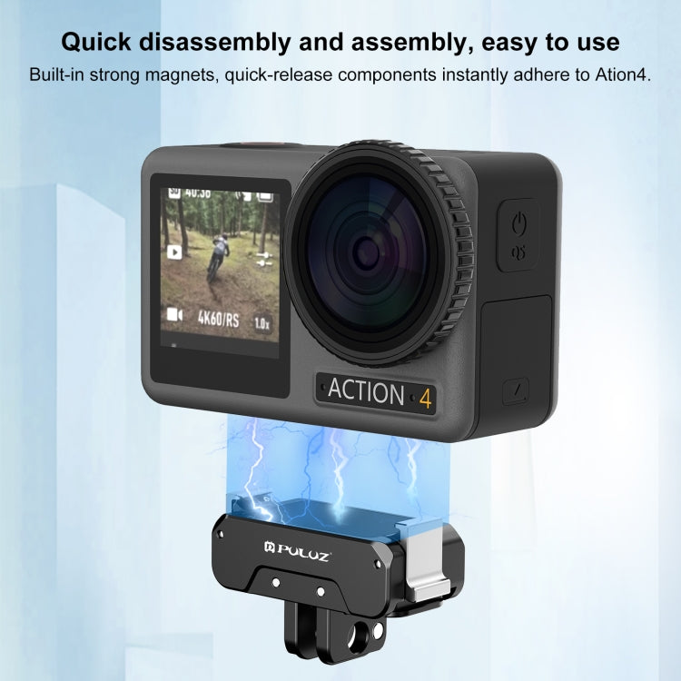 For DJI Osmo Action 5 Pro / 4 / 3 / Osmo 360 PULUZ Magnetic Quick Release Metal Base (Black)