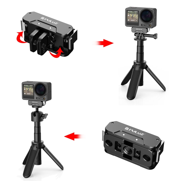 For DJI Osmo Action 5 Pro / 4 / 3 / Osmo 360 PULUZ Magnetic Quick Release Metal Base (Black)