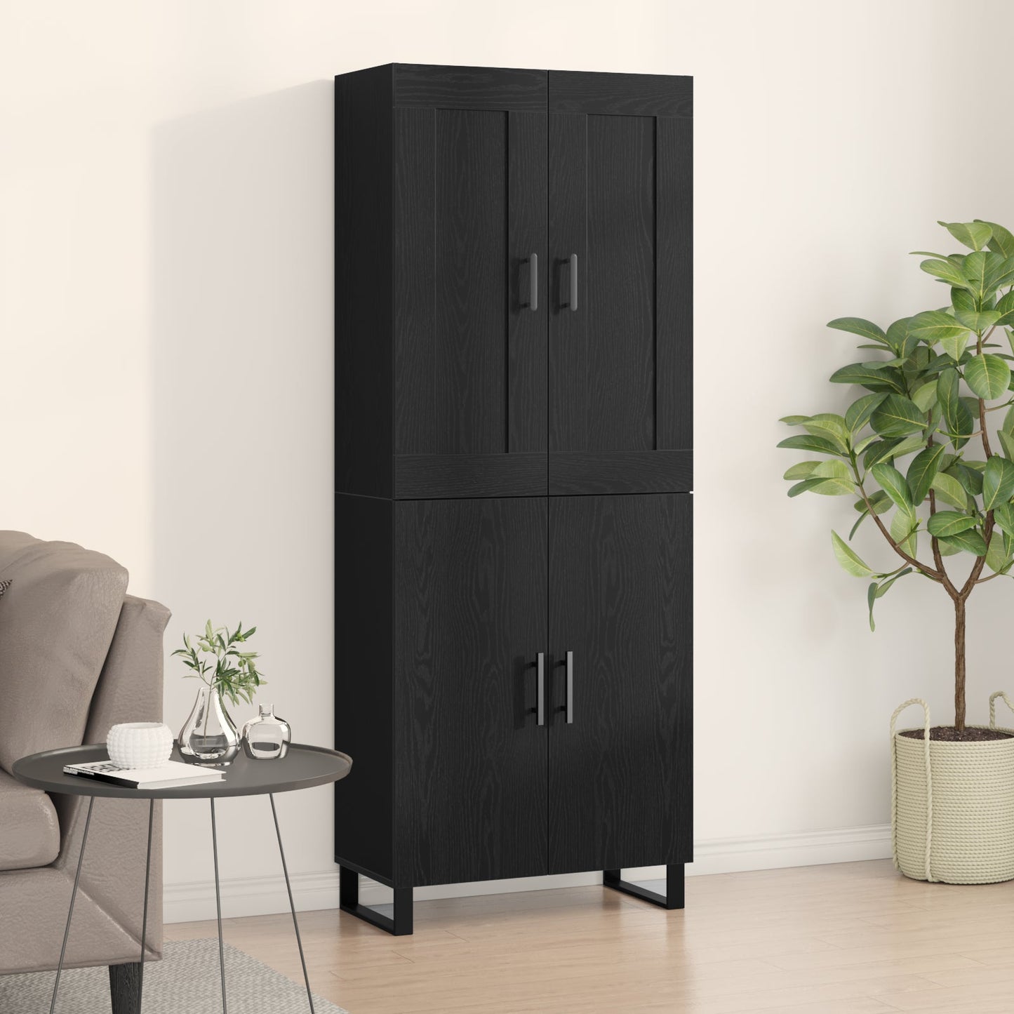 Highboard Black Oak 69.5x34x180 cm Engineered Wood