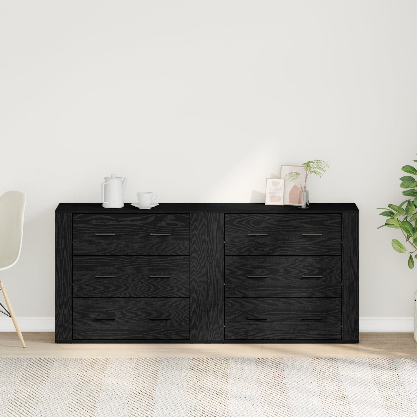 Sideboards 2 pcs Black Oak Engineered Wood