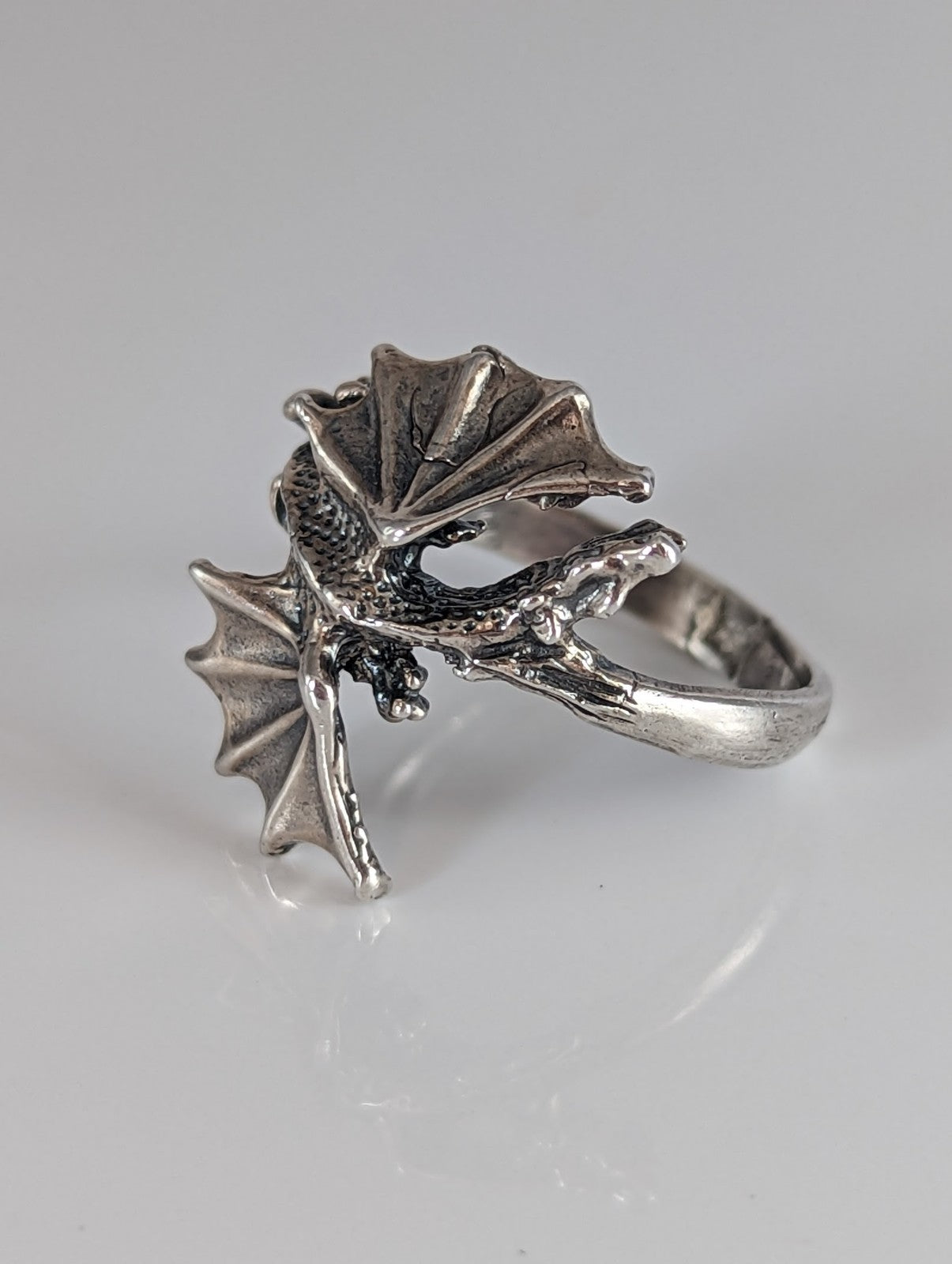 Silver Steed Fantasy Dragon Ring