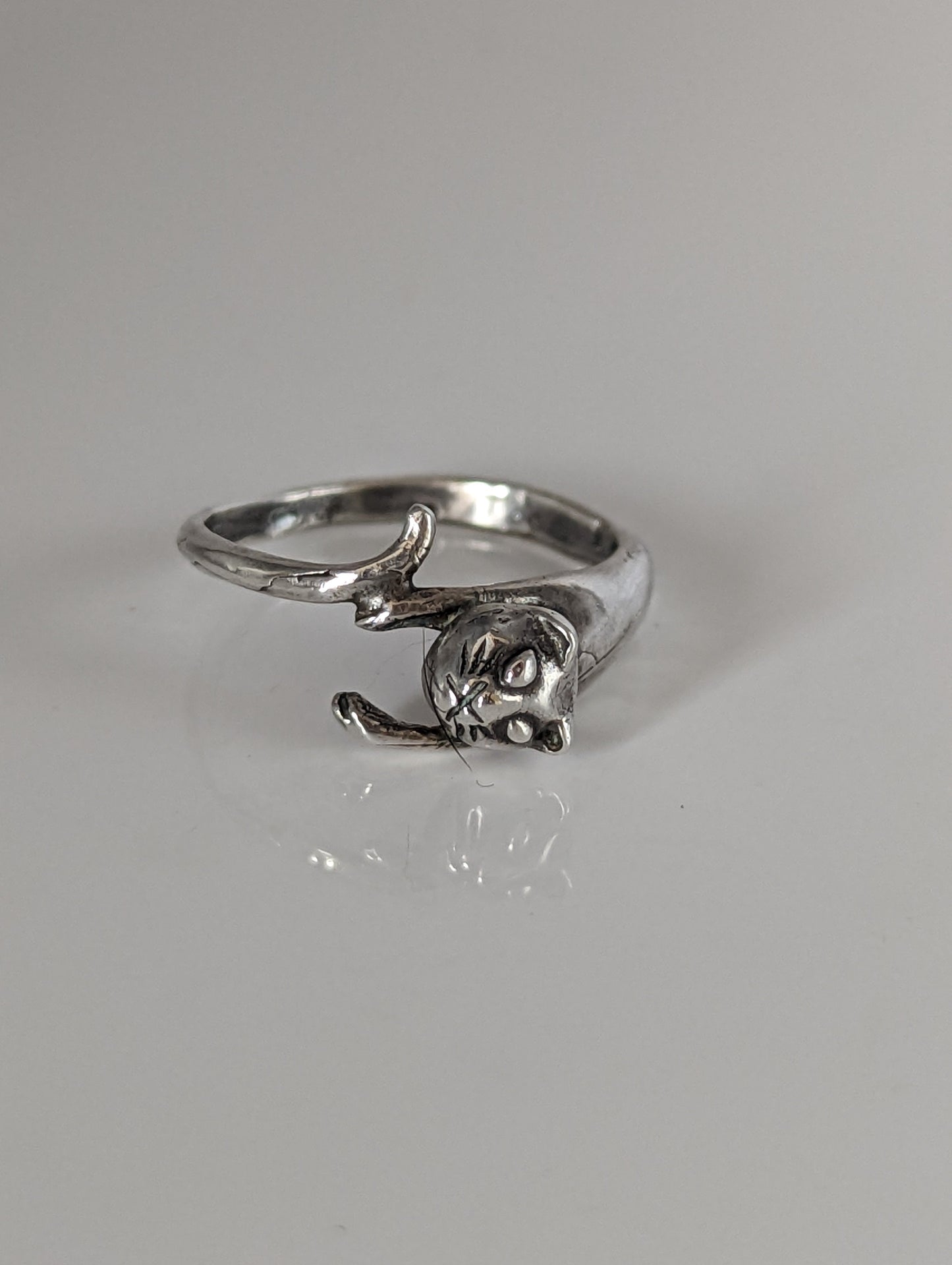 Silver Steed Jumping Cat Silver Ring