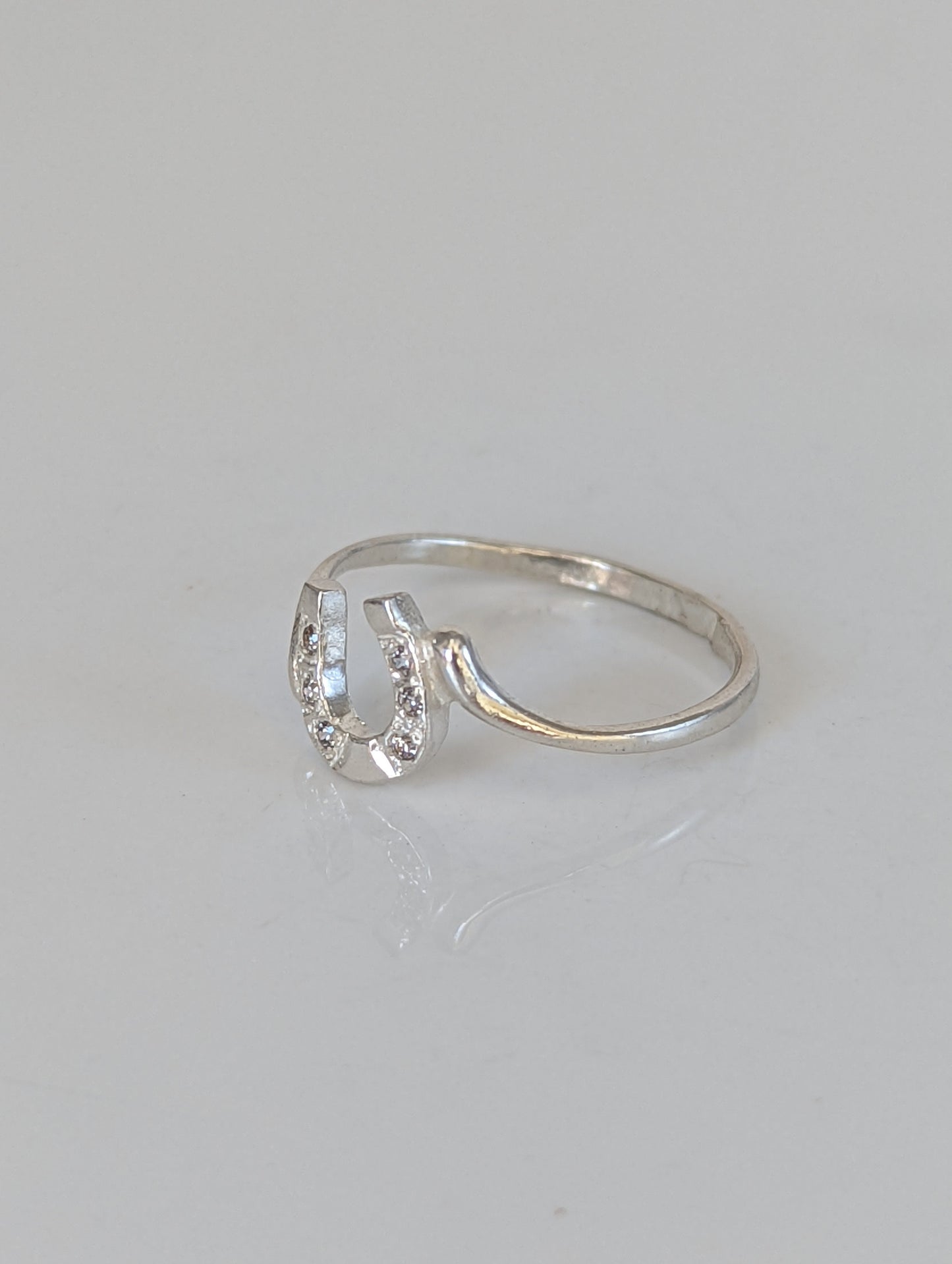 925 Silver Horseshoe Ring with Zirconia – Lucky Equestrian Gift