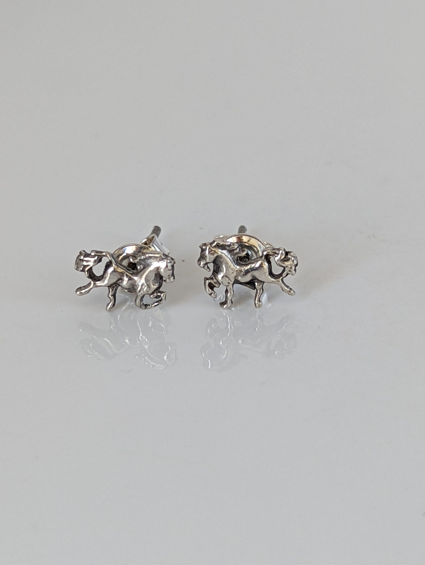 925 Silver Galloping Horse Studs – Handmade Equestrian Earrings