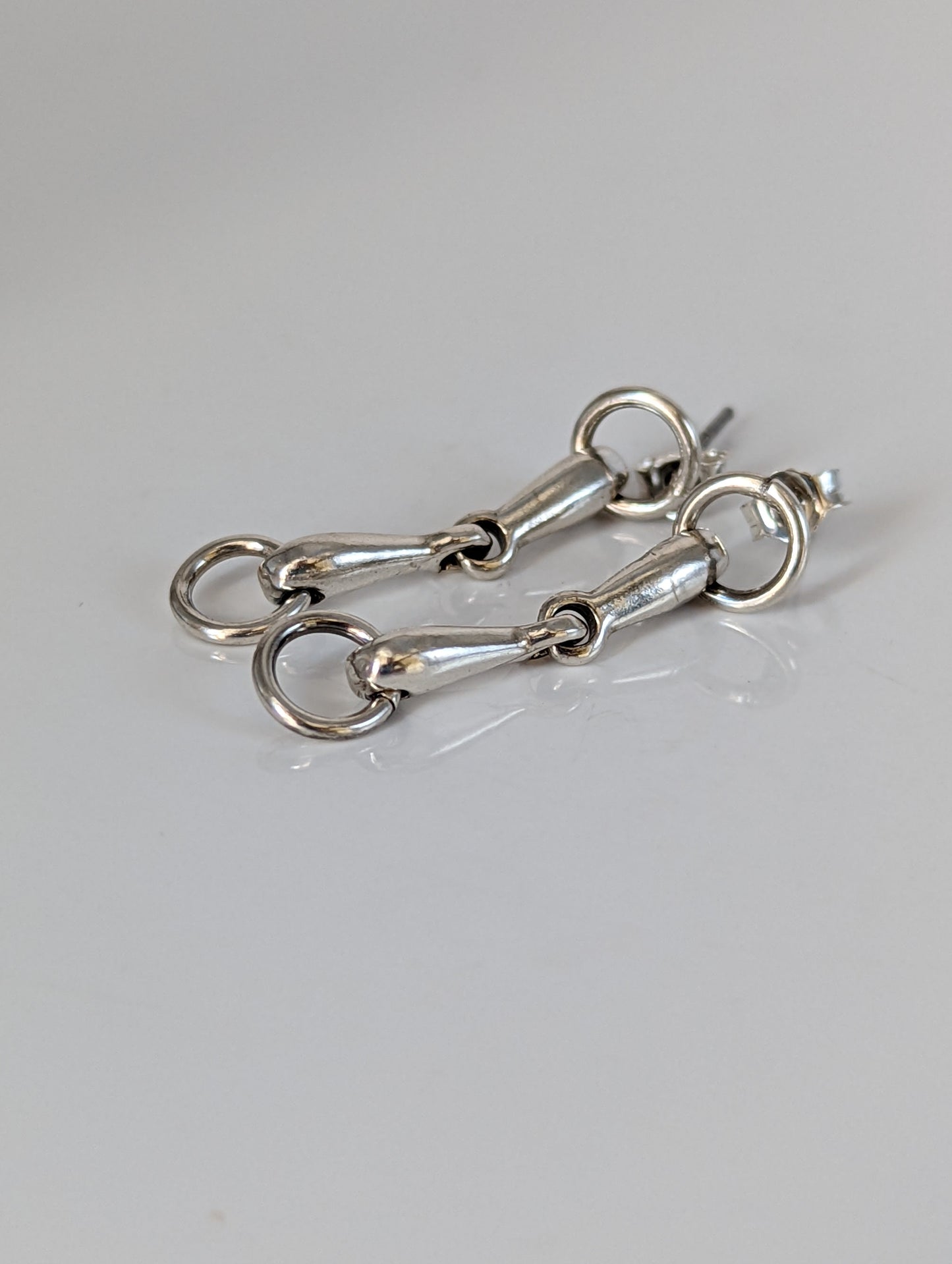 Silver Steed Snaffle Bit Stud Earrings