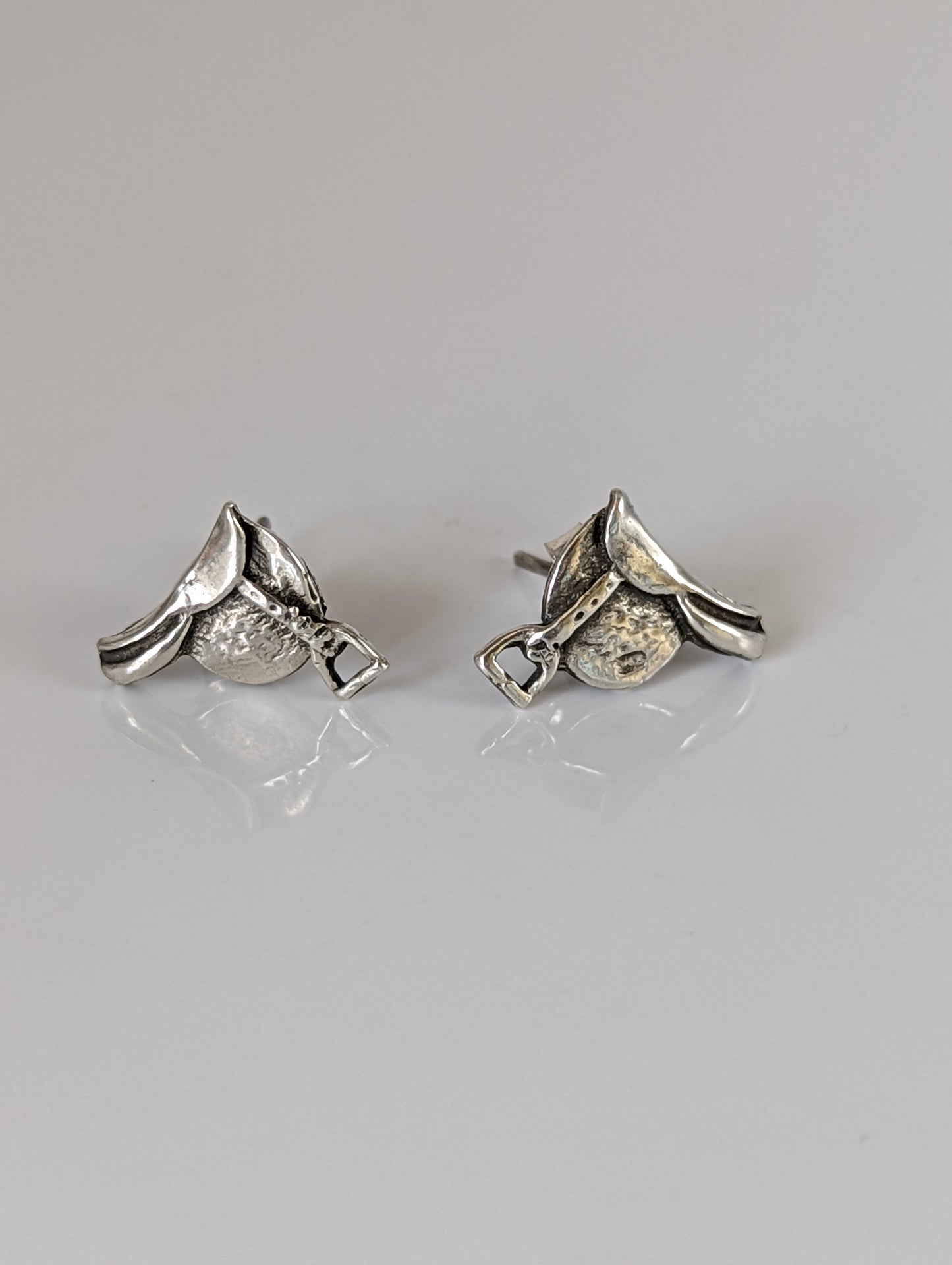 Silver Steed Silver Saddle Stud Earrings