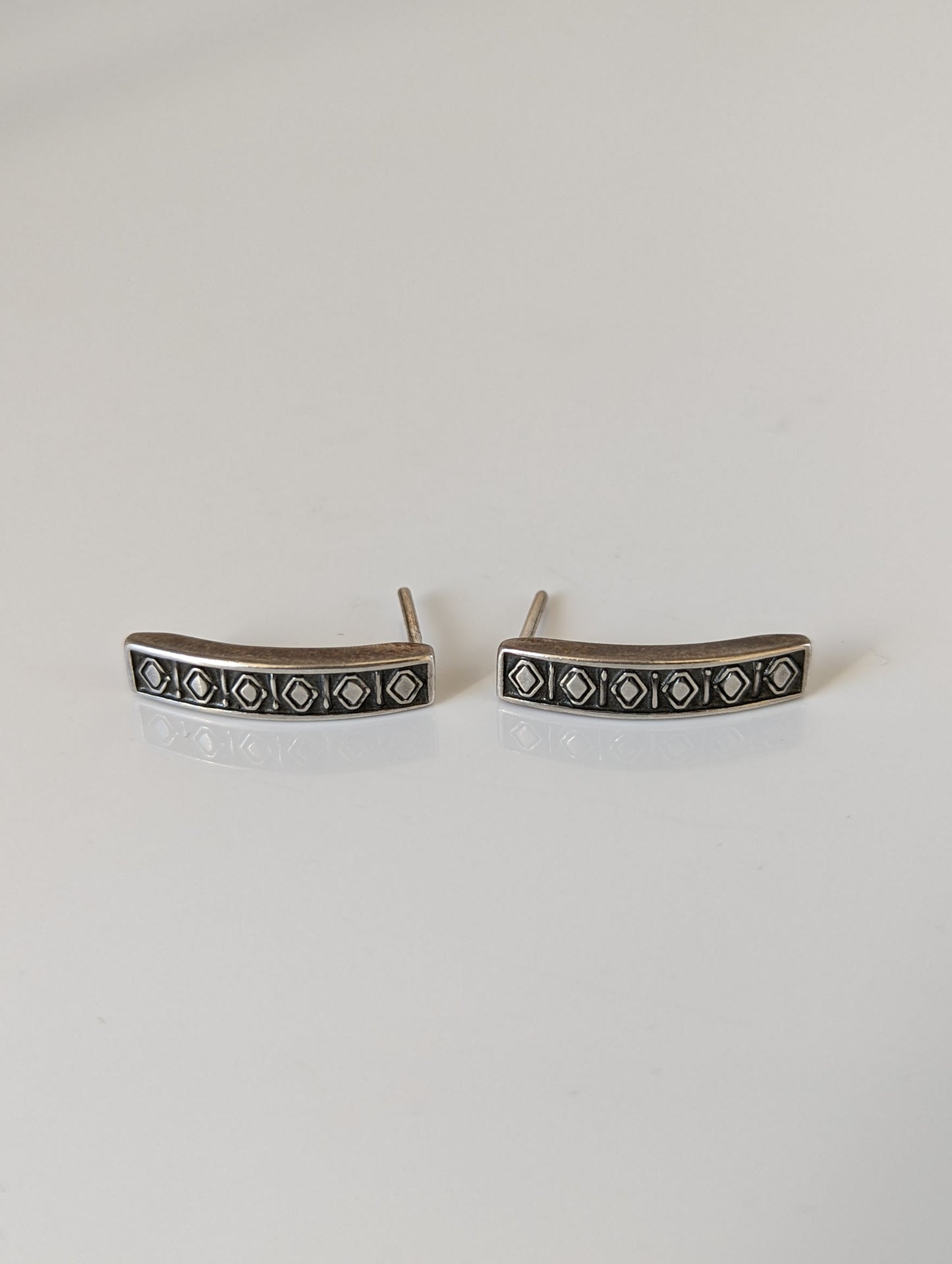 Silver Steed Greek Motive Stud Earrings