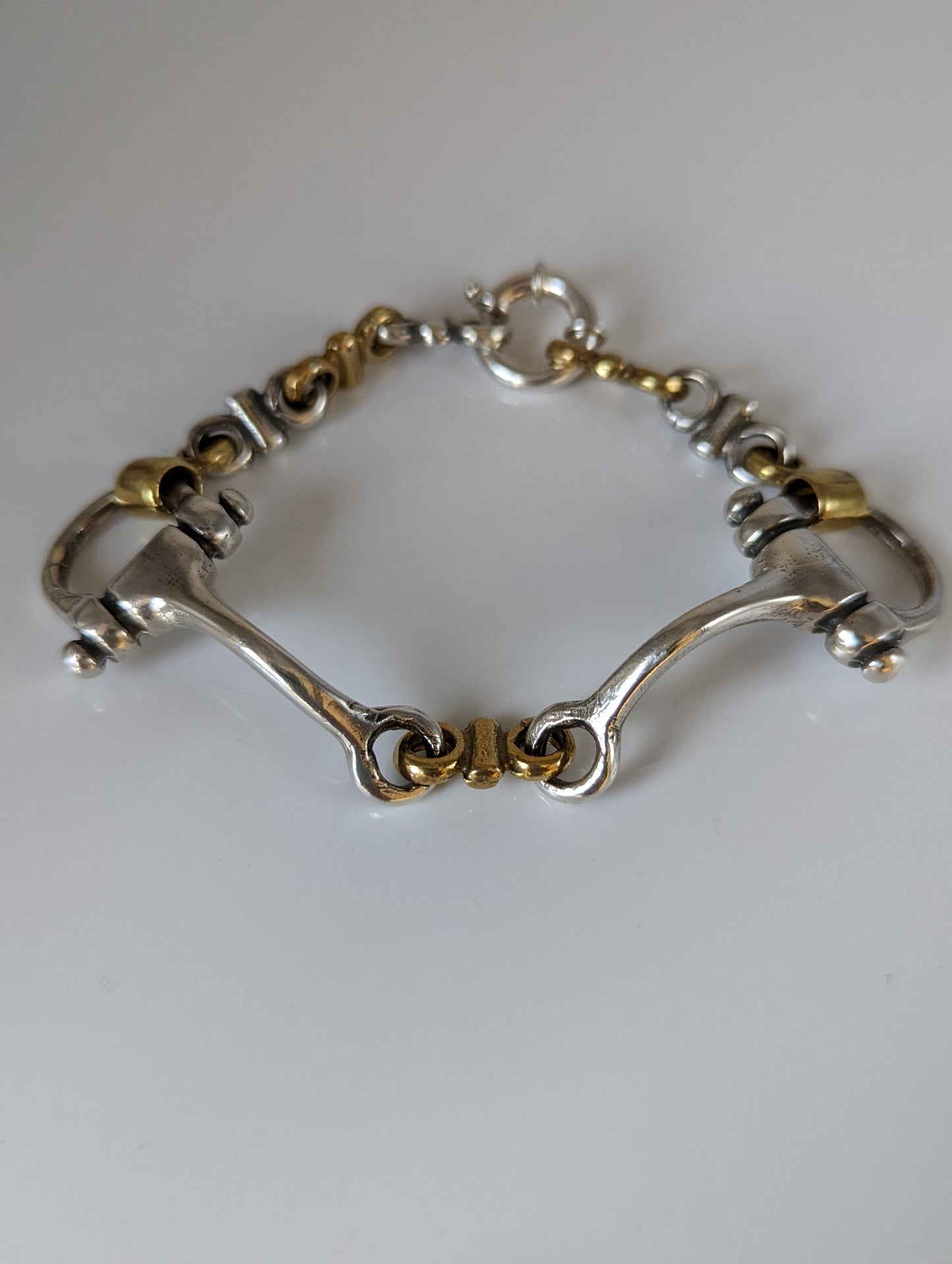 Silver Steed Large Two Tone Silver French Link Snaffle Bracelet