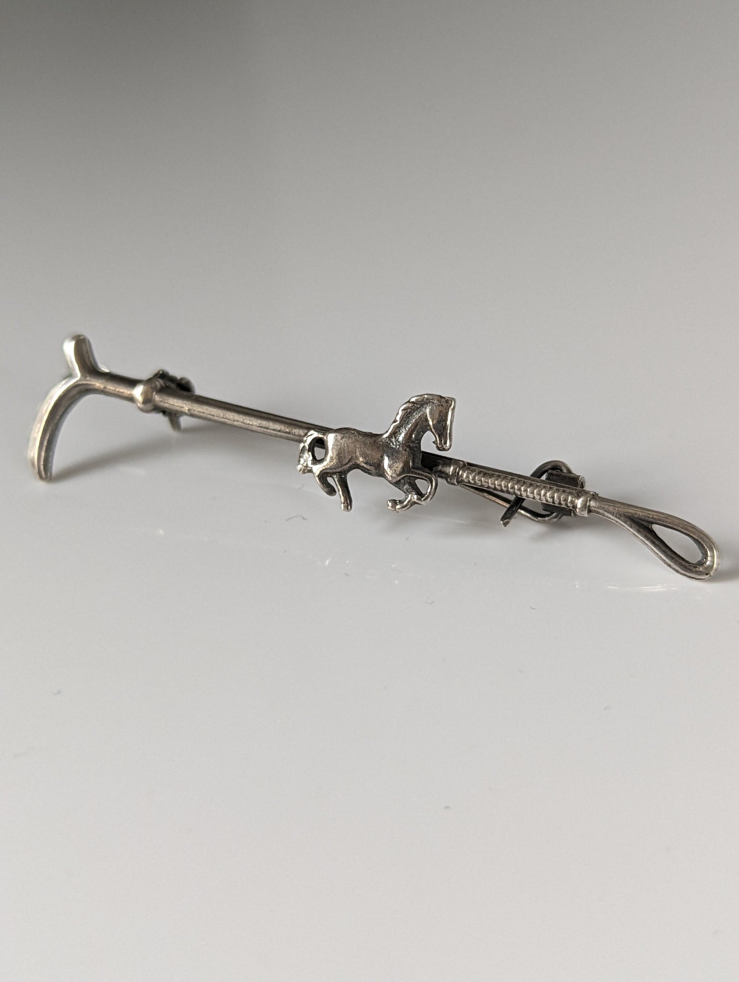 Silver Steed Running Horse Brooch / Stock Tie Pin