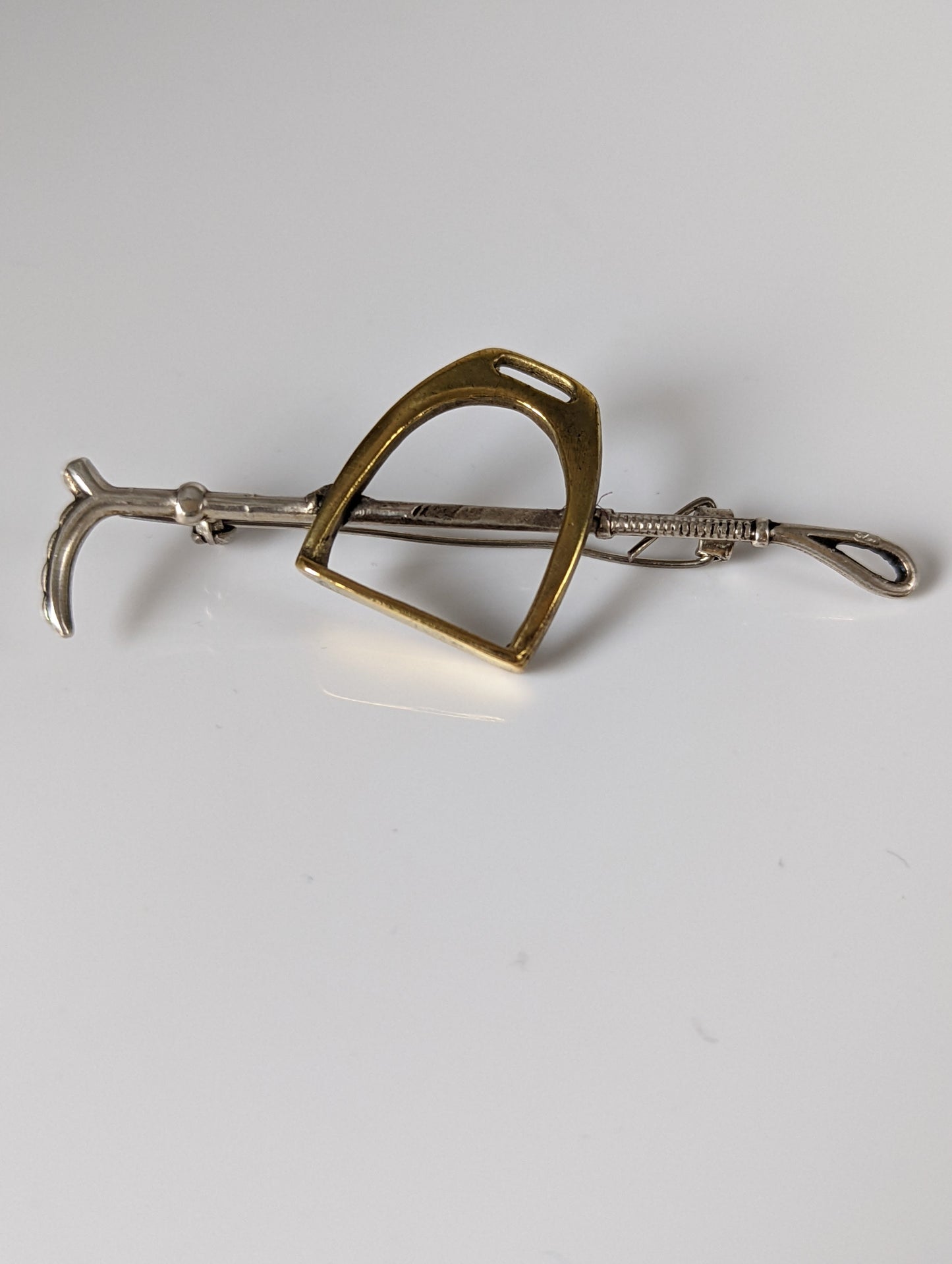 Silver Steed Stirrup & Cane Brooch / Stock Tie Pin