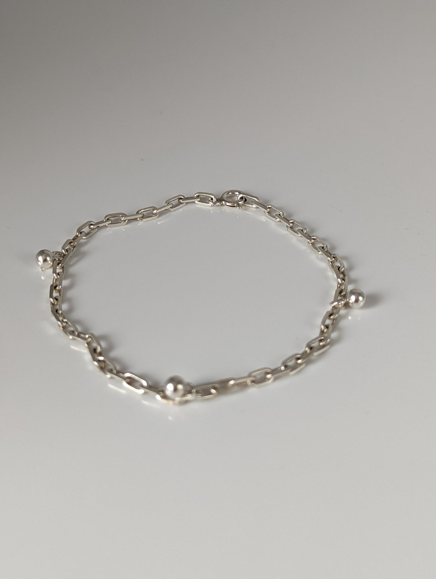 Silver Steed Chain with Ball Charms Silver Bracelet