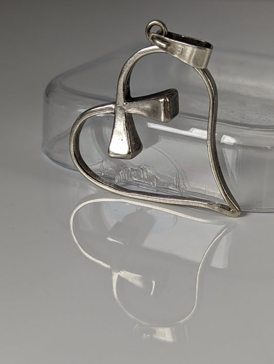 Silver Steed Horseshoe Nail, Hoof Nail Heart Silver Pendant