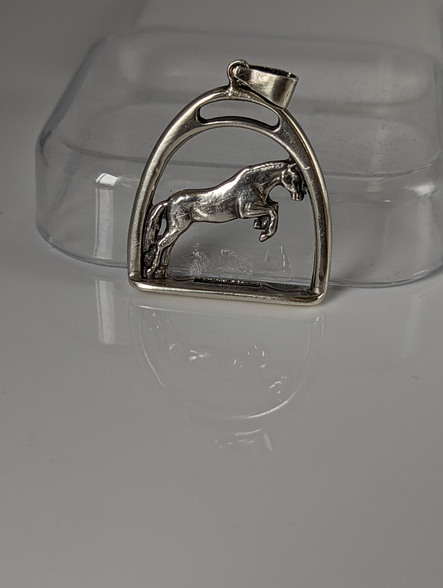 Silver Steed Horse with a Stirrup Silver Pendant