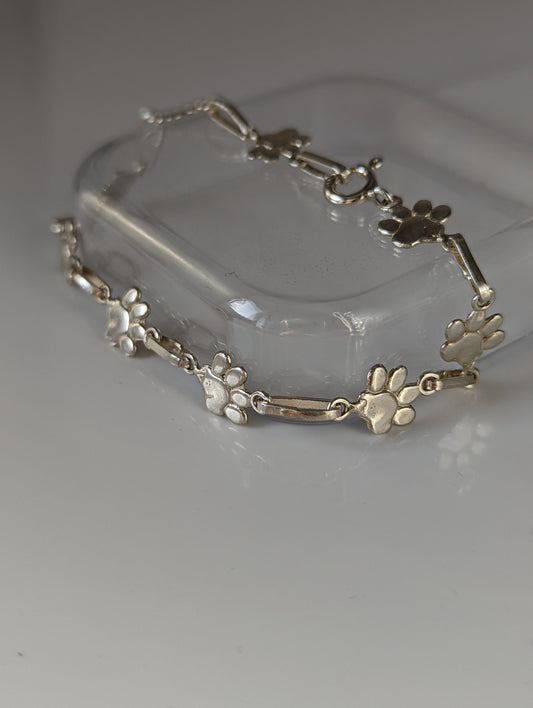 Silver Steed Paw Print Silver Bracelet
