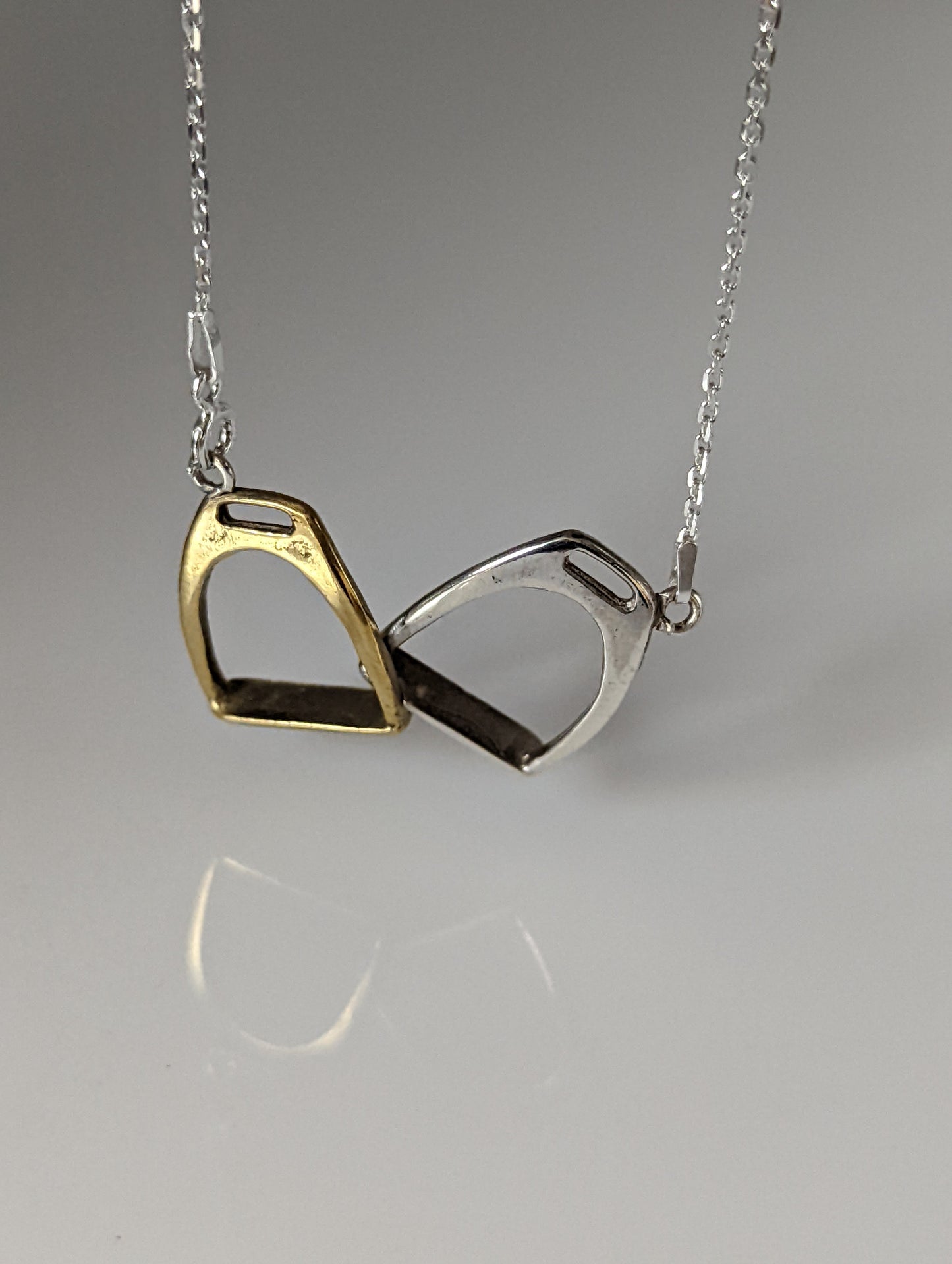 Silver Steed Two Stirrups Necklace