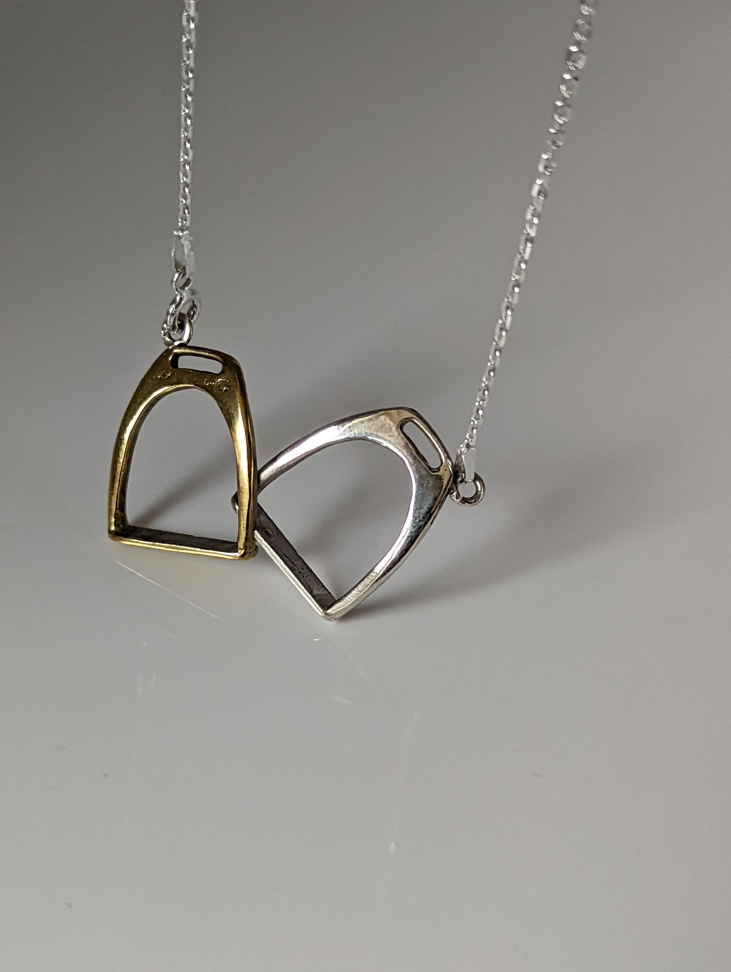 Silver Steed Two Stirrups Necklace