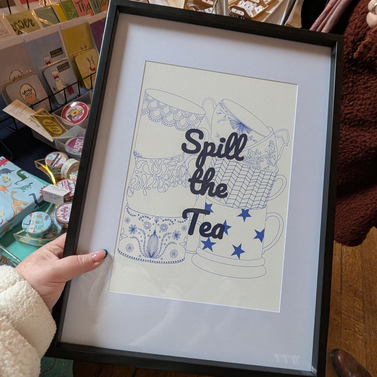 Spill The Tea Mug Line Drawing Art Print
