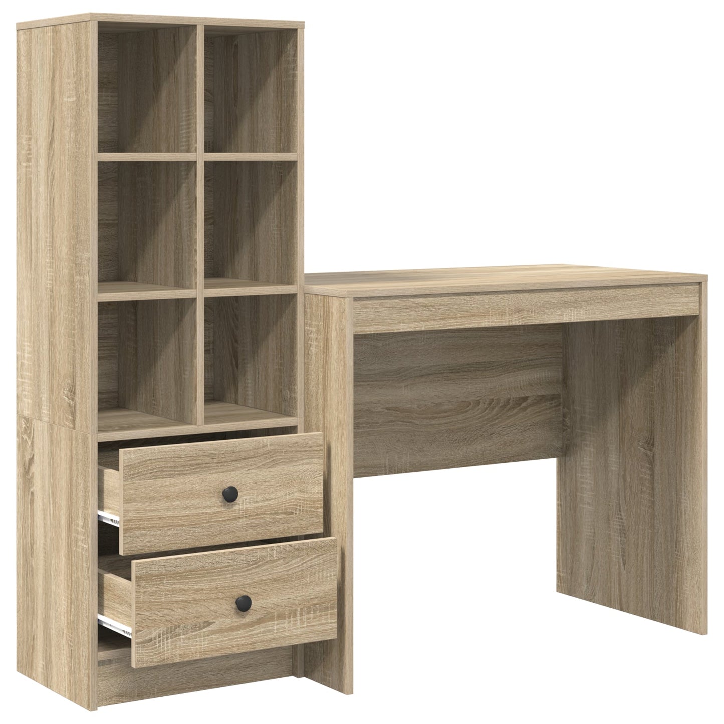 Desk with Storage Sonoma Oak Engineered Wood