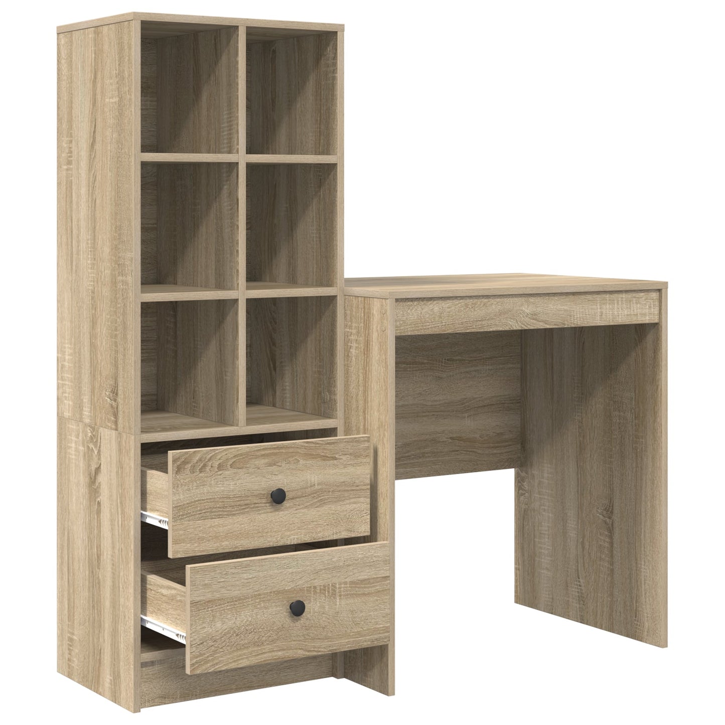 Desk with Storage Sonoma Oak Engineered Wood