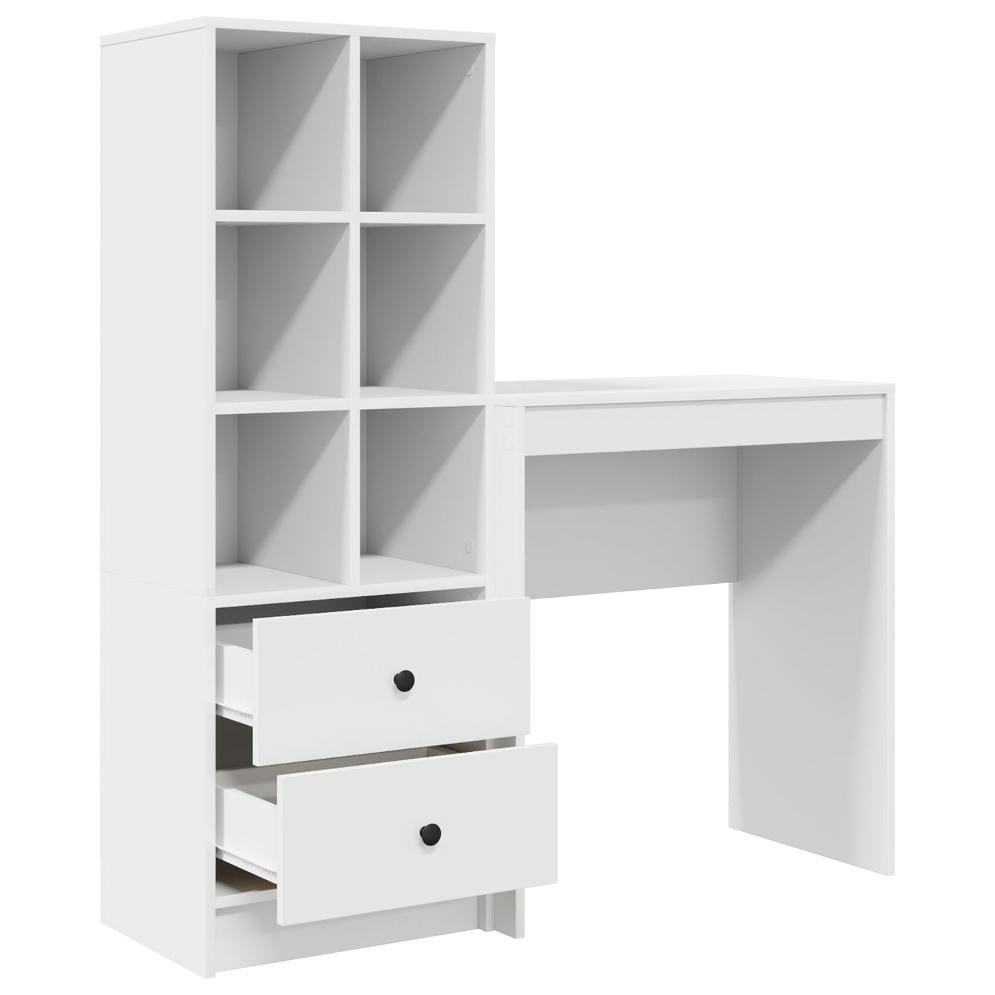 Desk with Storage White Engineered Wood