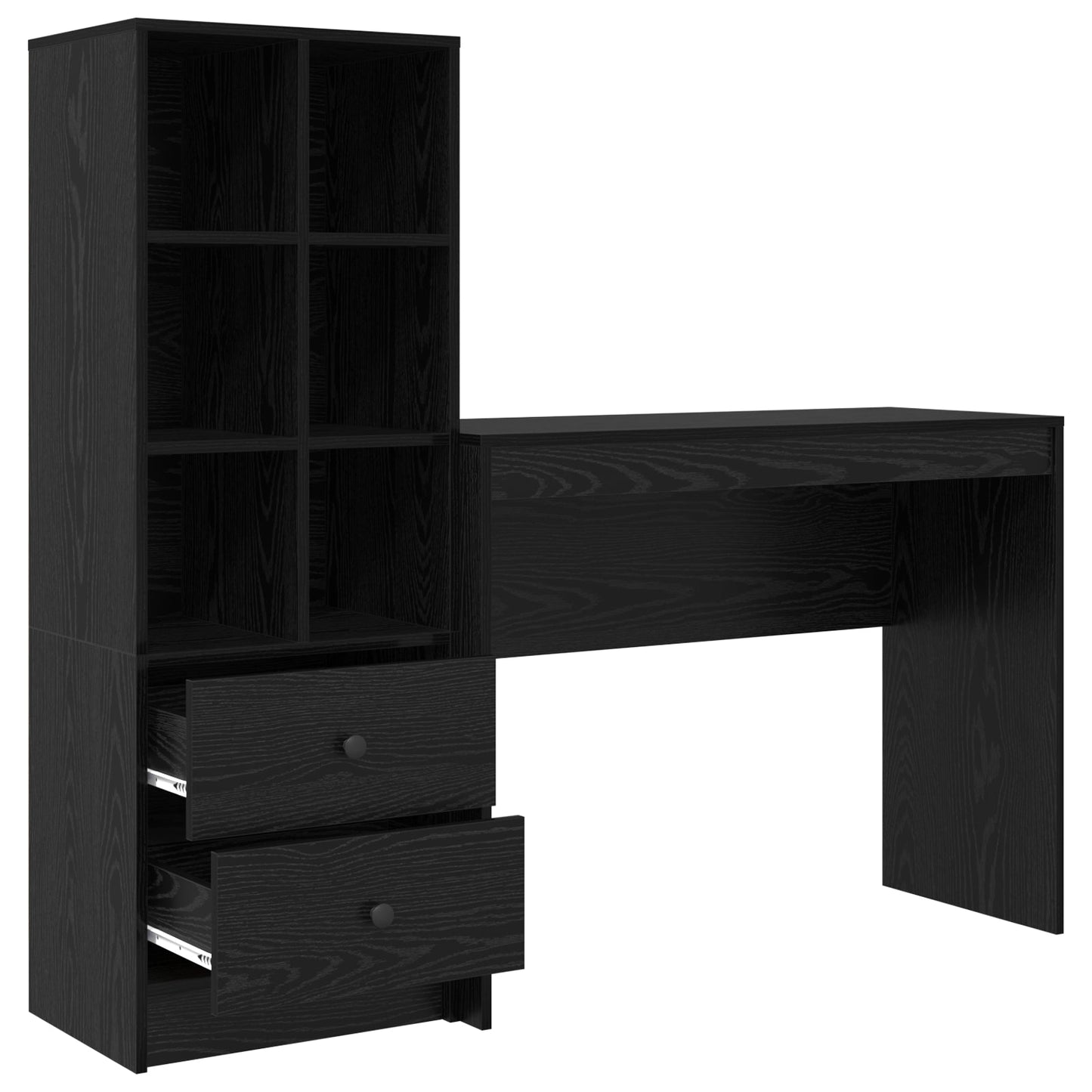 Desk with Storage Black Oak Engineered Wood