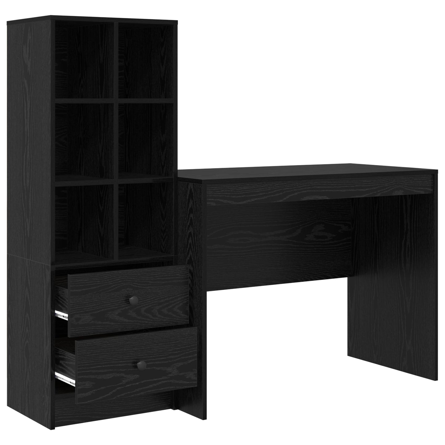 Desk with Storage Black Oak Engineered Wood
