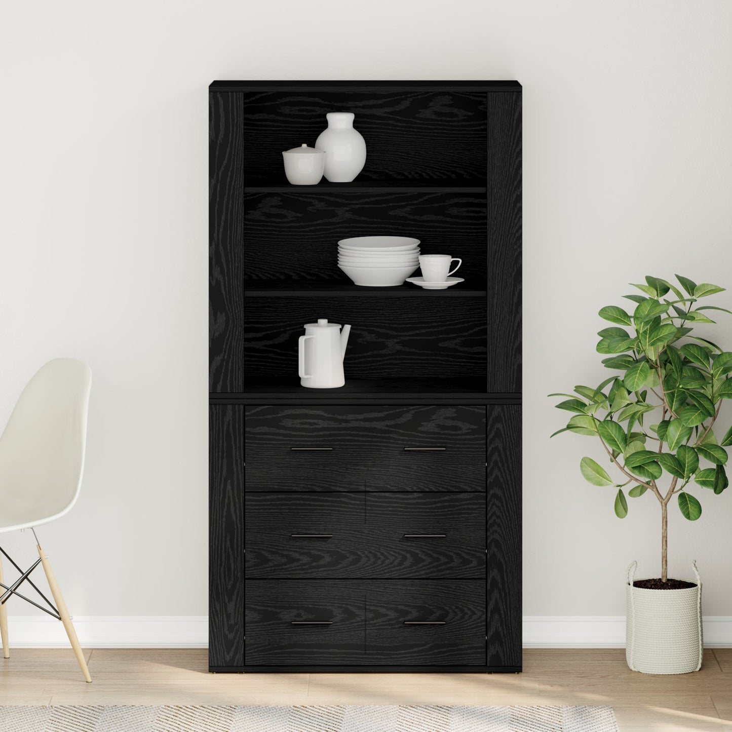 Highboard Black Oak Engineered Wood