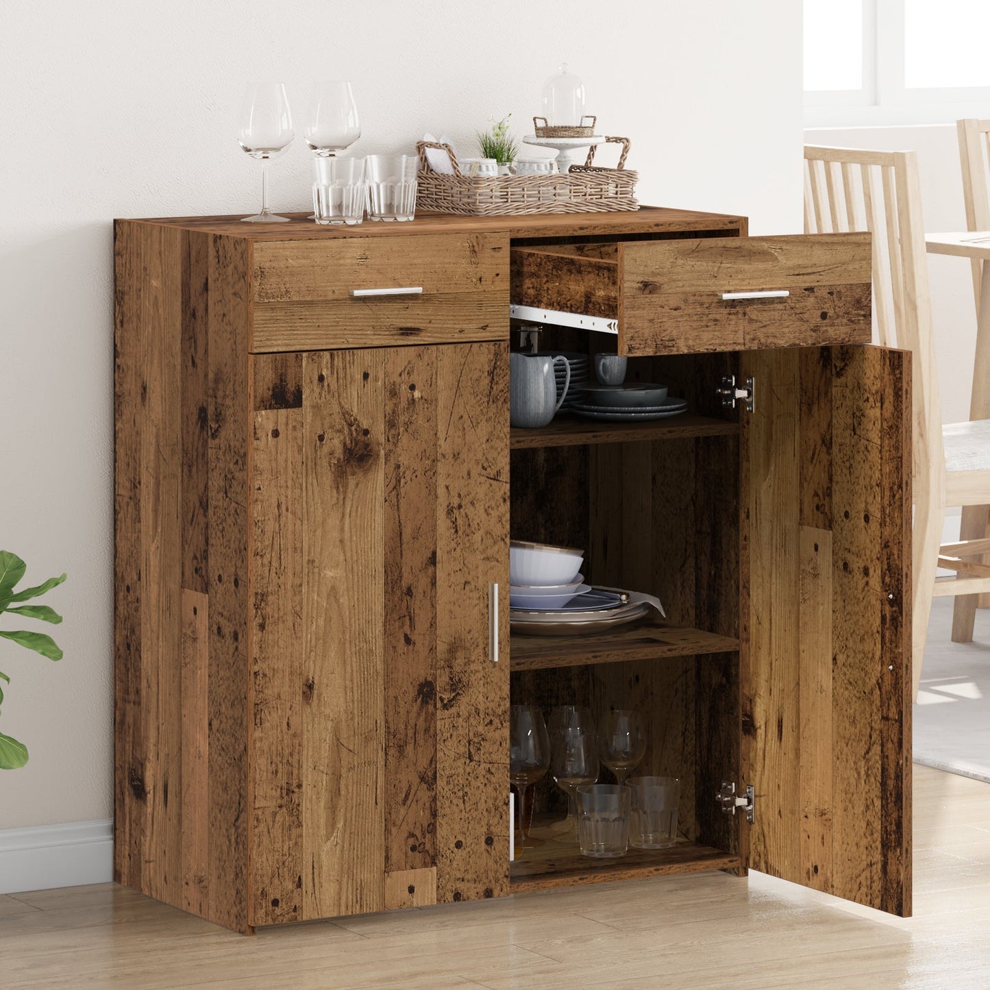 Storage Cabinet Old Wood 80x42.5x93.5 cm Engineered Wood