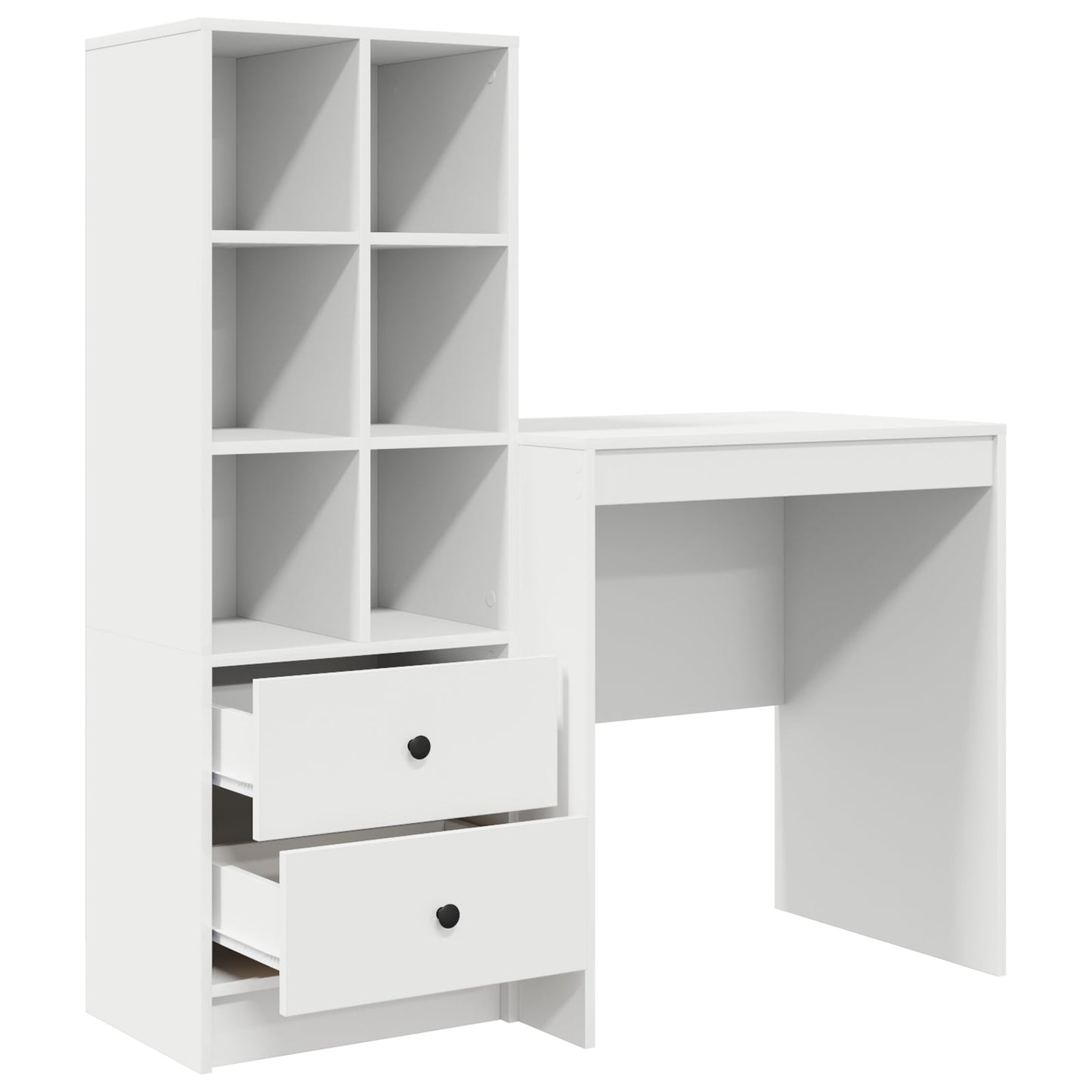 Desk with Storage White Engineered Wood