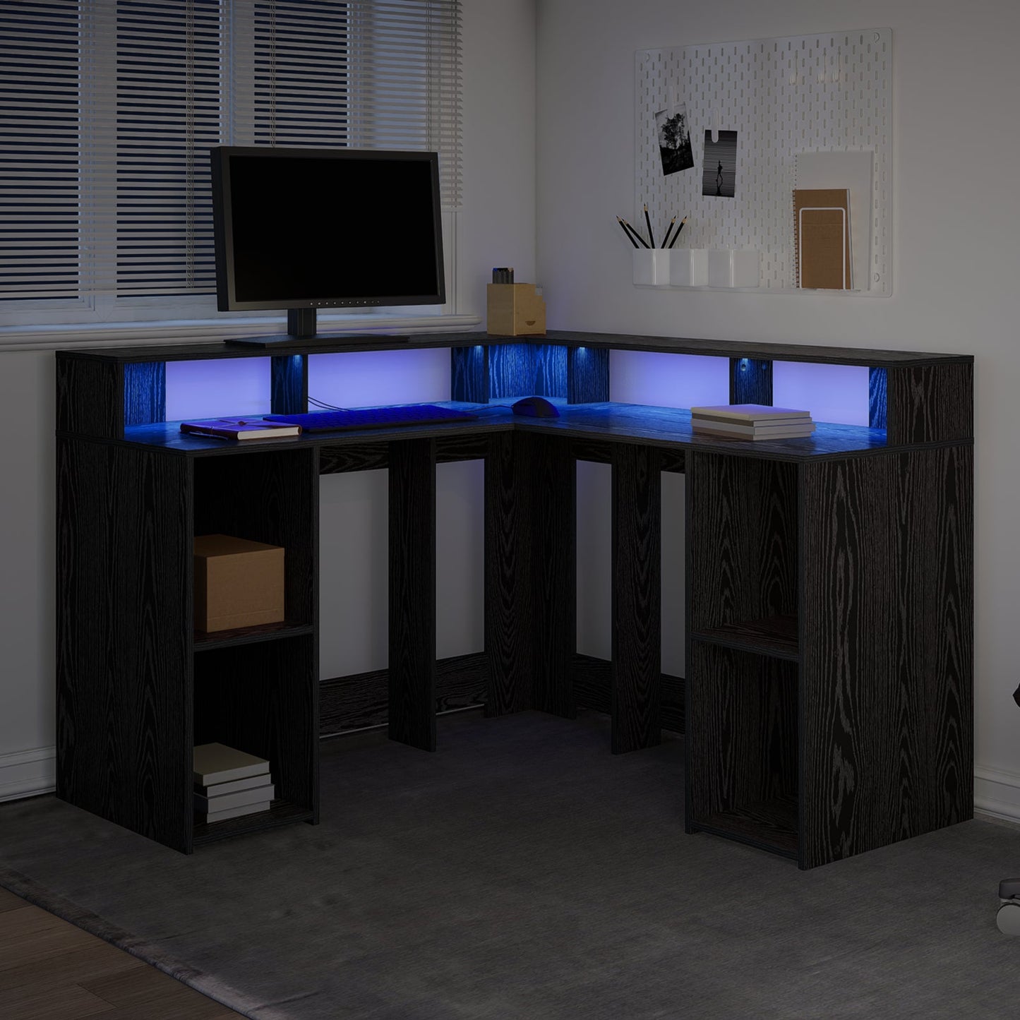 Desk Black Oak 130x130x91 cm Engineered Wood