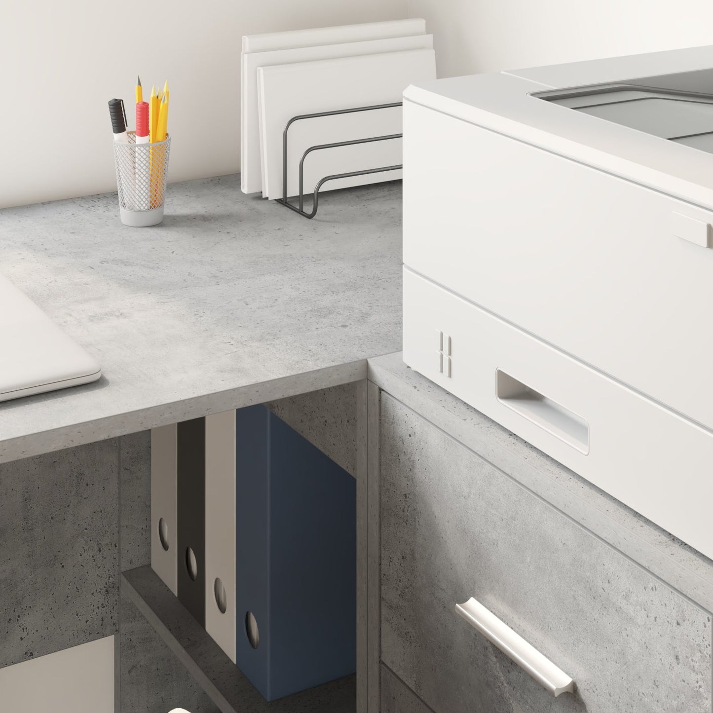 Corner Desk Concrete Grey 102x88x75 cm Engineered Wood