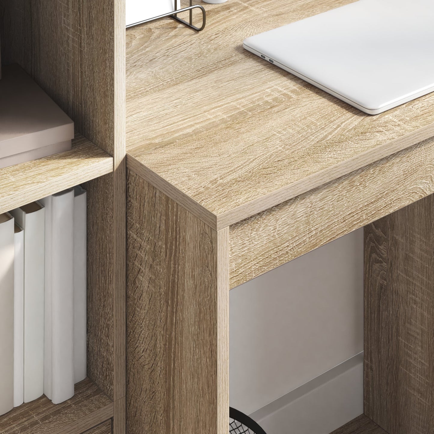 Desk with Storage Sonoma Oak Engineered Wood