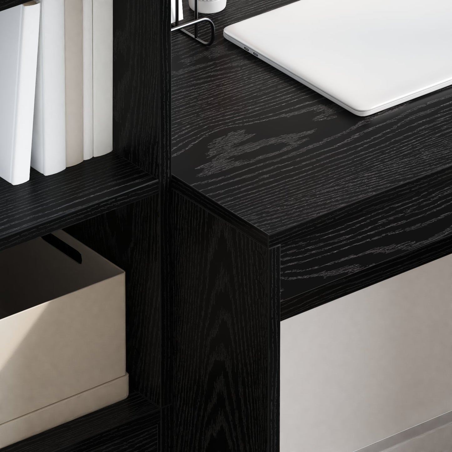 Desk with Storage Black Oak Engineered Wood, vidaXL Desk Black Oak 80x50x76 cm Engineered wood