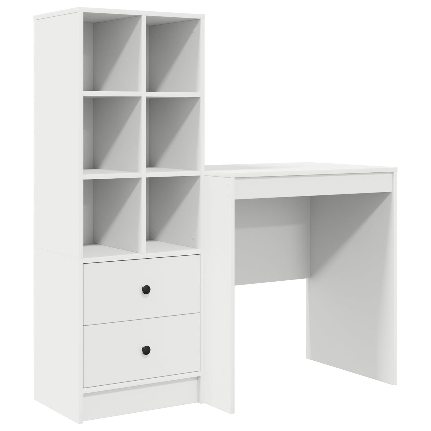 Desk with Storage White Engineered Wood