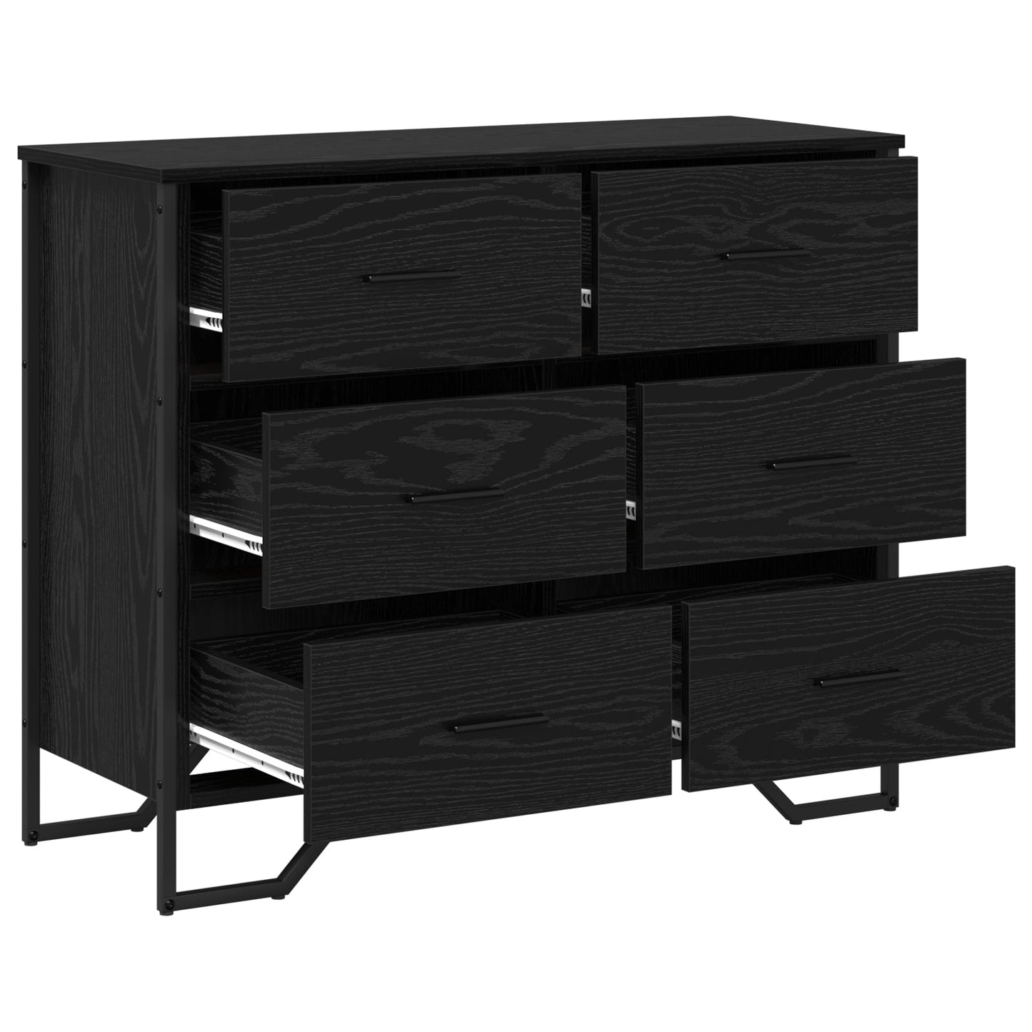 Chest of Drawers Black Oak 91x35.5x74.5 cm Engineered Wood