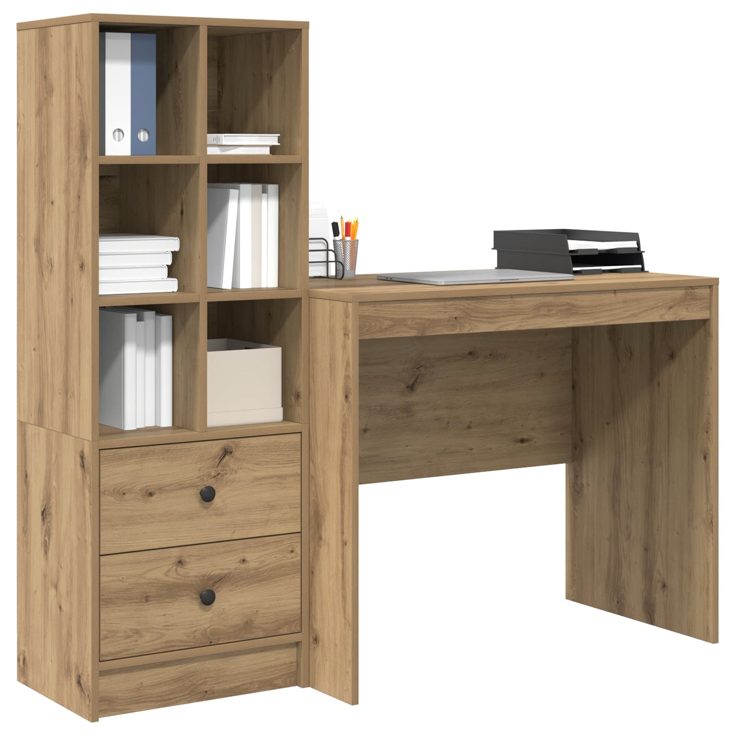Desk with Storage Artisan Oak Engineered Wood