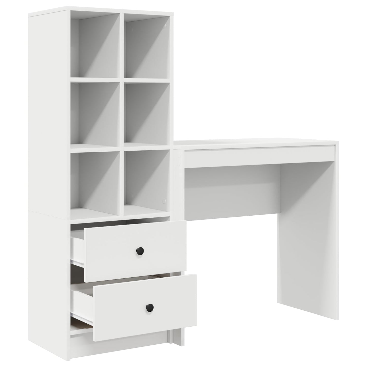 Desk with Storage White Engineered Wood