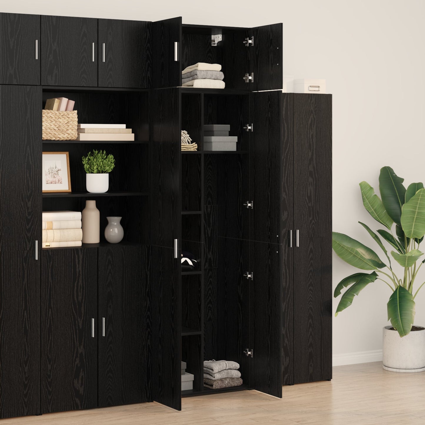 Storage Cabinet Black Oak 70x42.5x225 cm Engineered Wood, vidaXL Wall Cabinet Black Oak 70x42,5x40 cm Engineered Wood