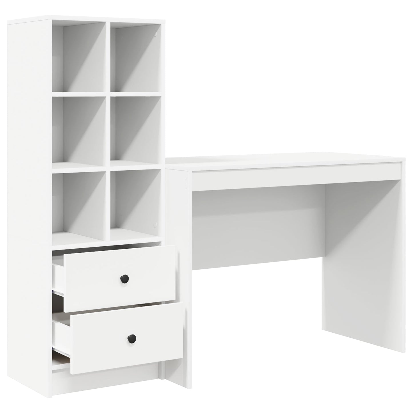 Desk with Storage White Engineered Wood