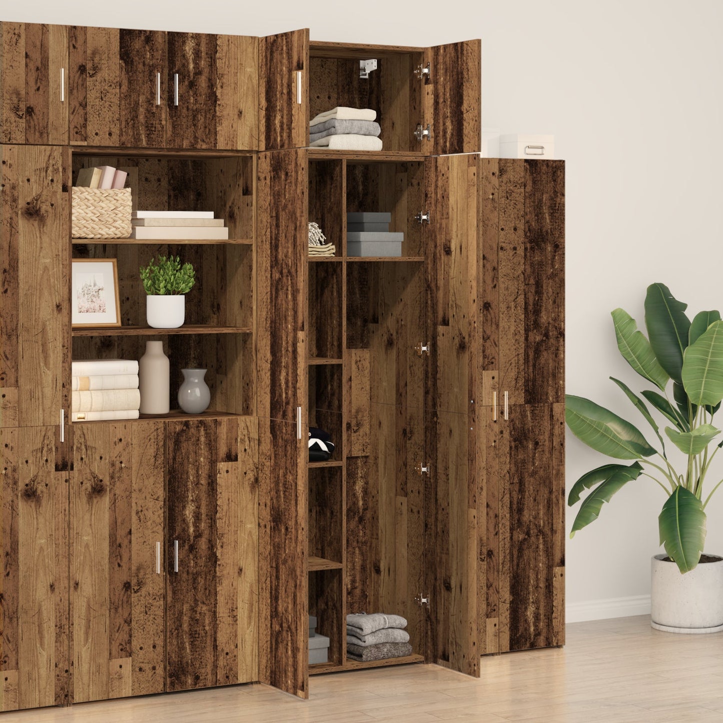 Storage Cabinet Old Wood 70x42.5x225 cm Engineered Wood, vidaXL Wall Cabinet Old Wood 70x42.5x40 cm Engineered Wood