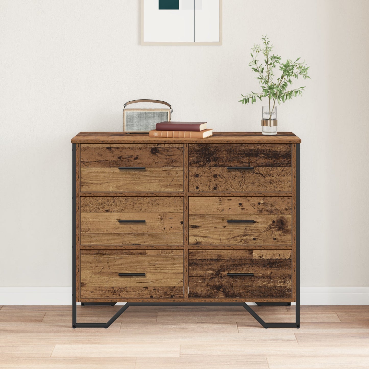 Chest of Drawers Old Wood 91x35.5x74.5 cm Engineered Wood