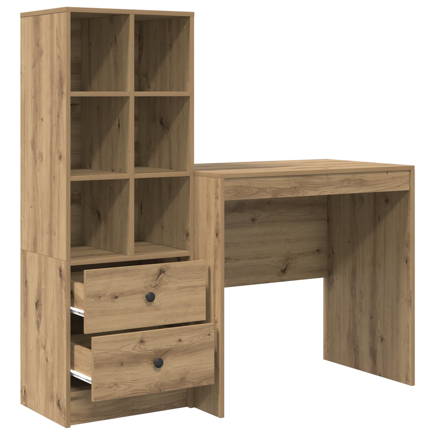 Desk with Storage Artisan Oak Engineered Wood, vidaXL Desk Artisan Oak 80x50x76 cm Engineered wood