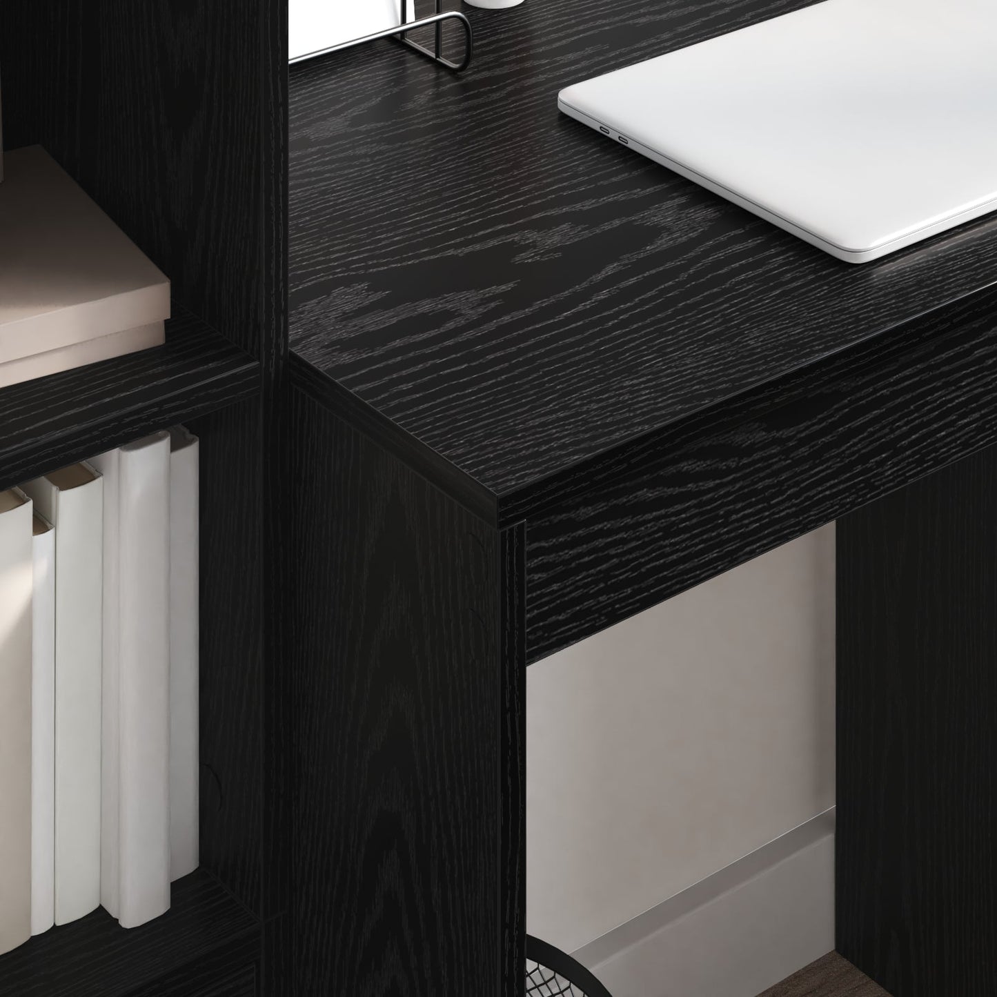 Desk with Storage Black Oak Engineered Wood